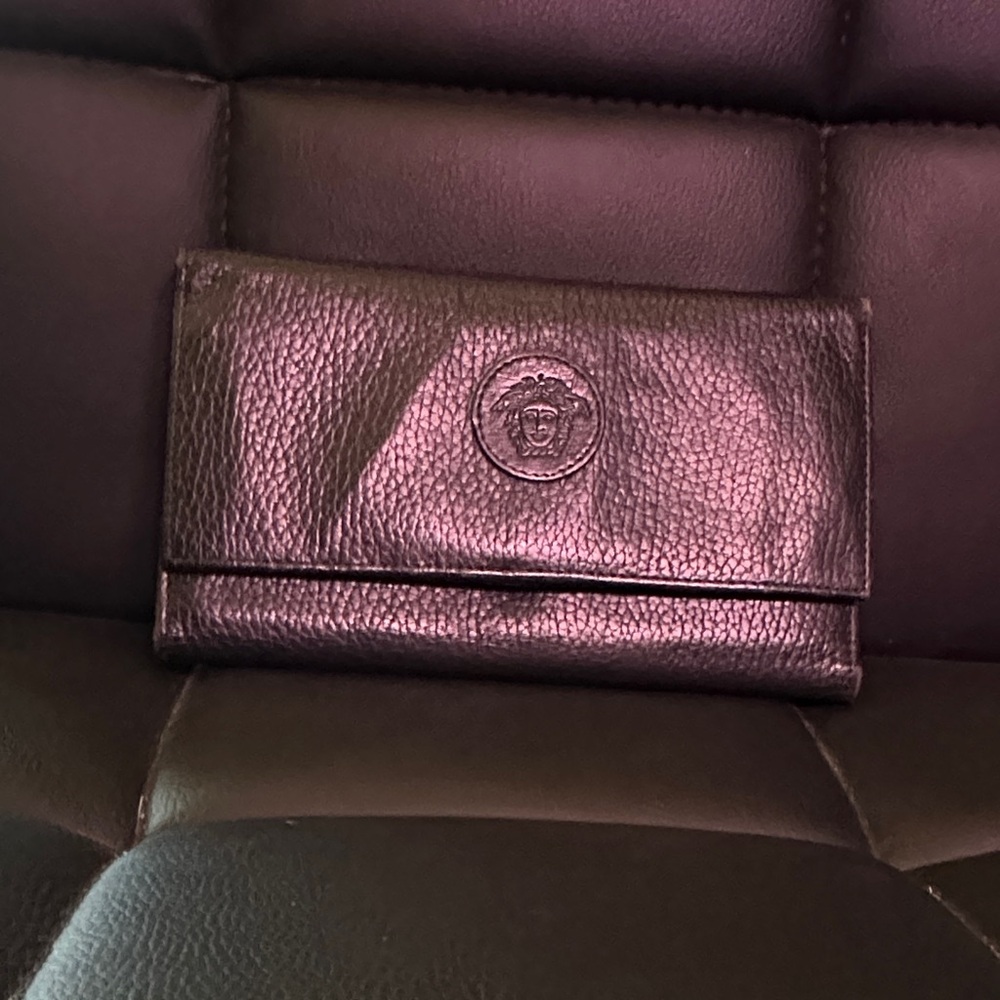 Versace Medusa Black Leather Long Wallet with Coin pouch